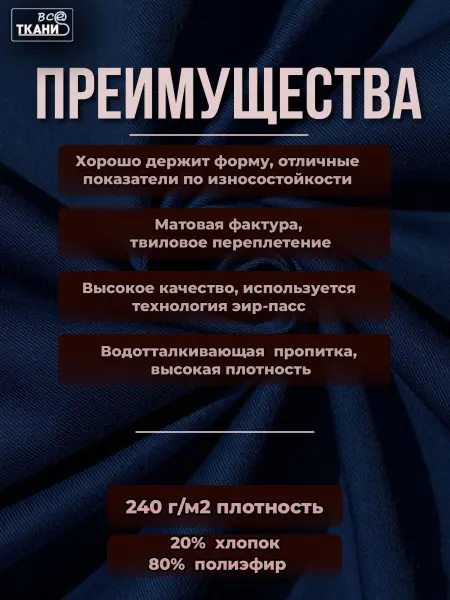 Фото ткани Форвард 240   Синий  Лучшие цены на ткань Форвард 240   Синий  в интернет-магазине ТКАНИ ВСЕ