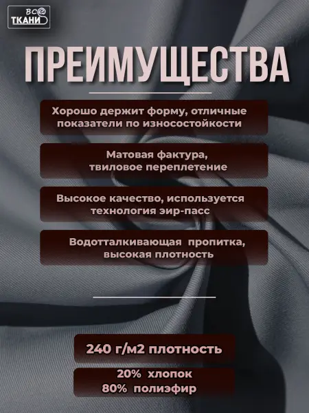 Фото ткани Форвард 240   Голубой Серый  Лучшие цены на ткань Форвард 240   Голубой Серый  в интернет-магазине ТКАНИ ВСЕ