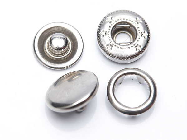 311979 КНОПКА металл ПРУЖИНА (ALFA) 12,5мм нерж. медицинская с плоской шляпкой никель